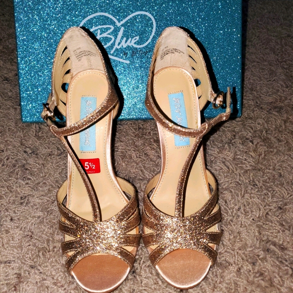 BLUE by Betsey johnson rose gold bridal heels